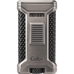COLIBRI, 3-flammers jet-cigarlighter, Ascari gunmetal/sort, med cigar punch, og fuel window