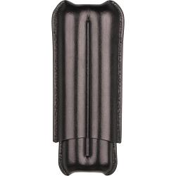 Sliding cigar case leatherette black for 2 cigars (Long Corona, Churchill, Torpedo, Lonsdale) 17cm long, for 2cm diameter